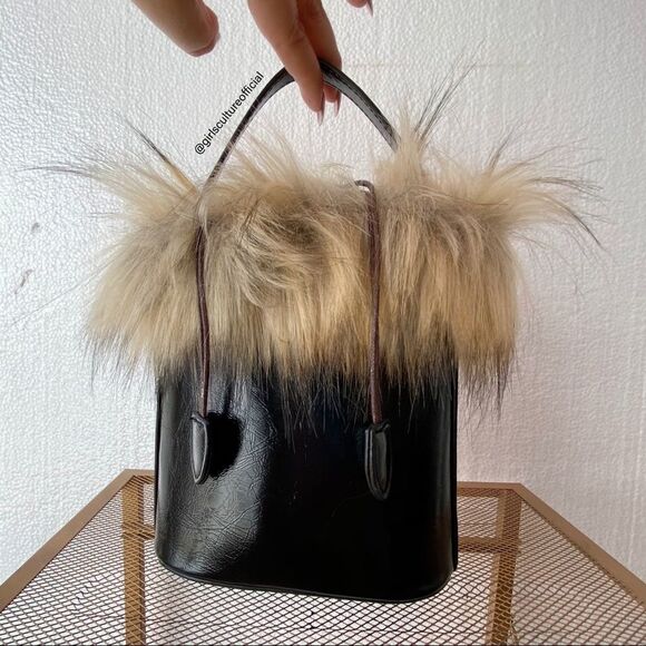 Faux Fur Black Satchel Bag - Picture 1 of 8